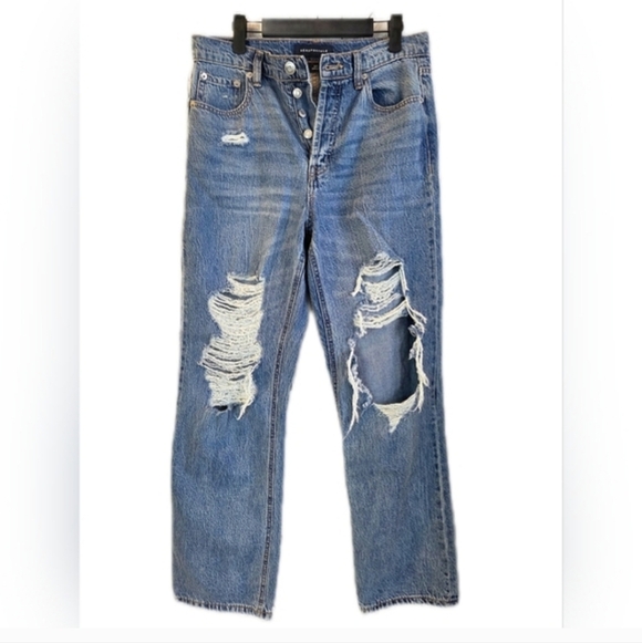 Aeropostale Distressed 90's Baggy Jeans - Blue - Picture 8 of 8